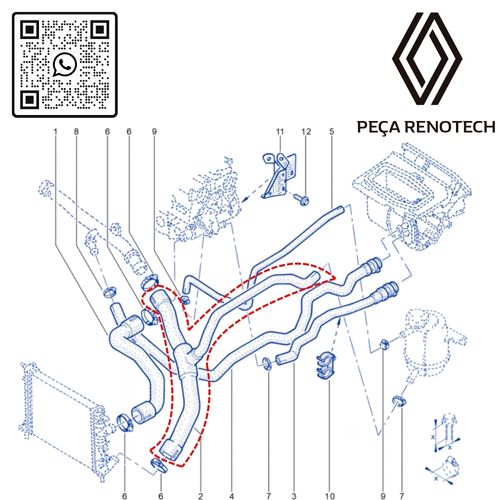 RN 024042-X 7700847055 MANGUEIRA INF. DO RADIADOR KANCL II 1.6 16V K4M - 5